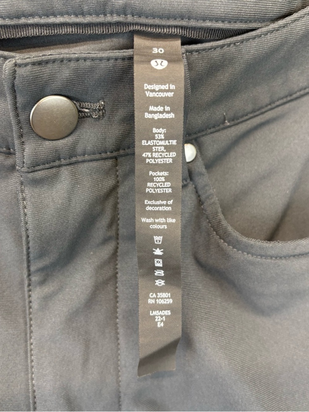 Lululemon Mens ABC Pant Classic Fit 5-Pocket Men Sz 30 Charcoal Gray EUC - Picture 4 of 10